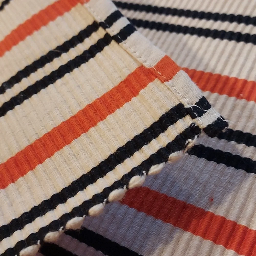 Cotton Woven Placemats Set Of 6 Cream Orange Black Stripe